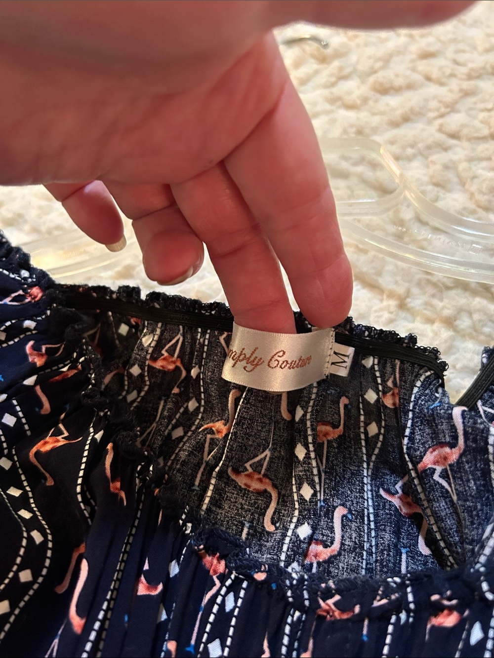 Simply Couture Navy Midi Dress with Pink Flamingo Print
